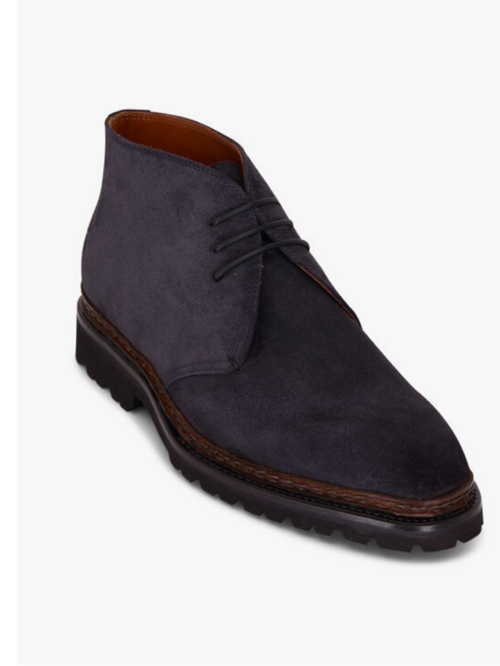 BONTONI Visionario Men’s Navy Blue Suede Monk Boot 9.5 Italian Luxury Designer